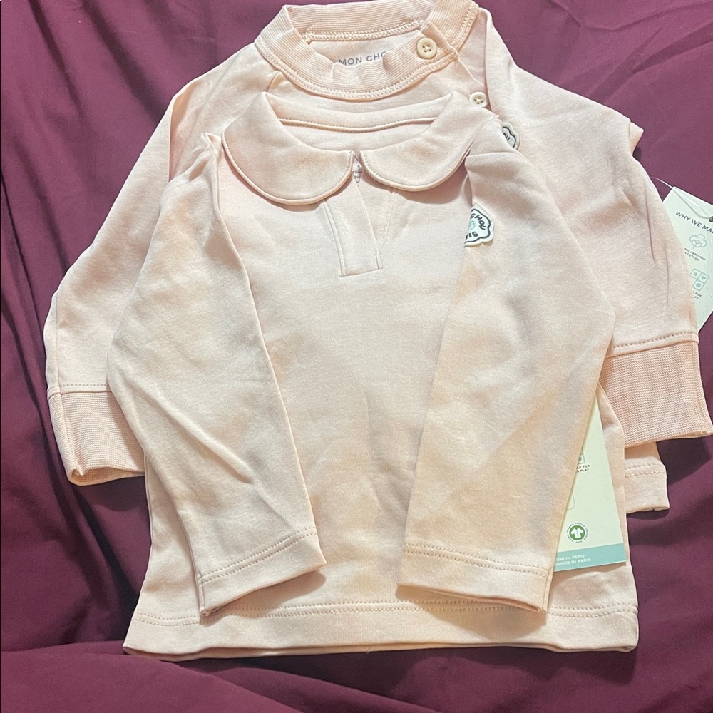 With Tracking device pockets 6 to 9 months Mon Chou Light Pink Long Sleeve Tee